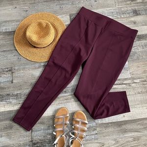Gap Mid-Rise Burgundy Ponte Leggings